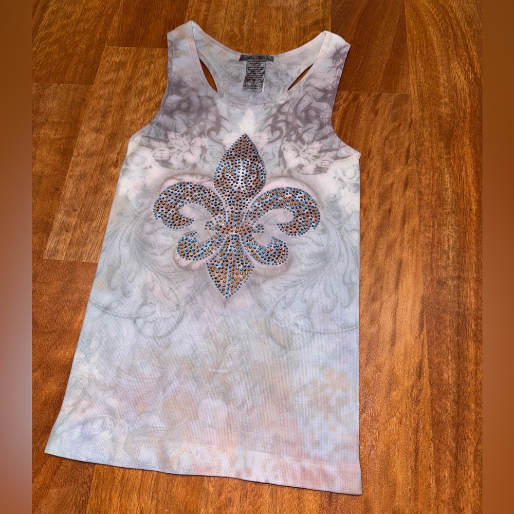 Embellished sequin Y2K grunge Fleur-de-Lis Tank Top